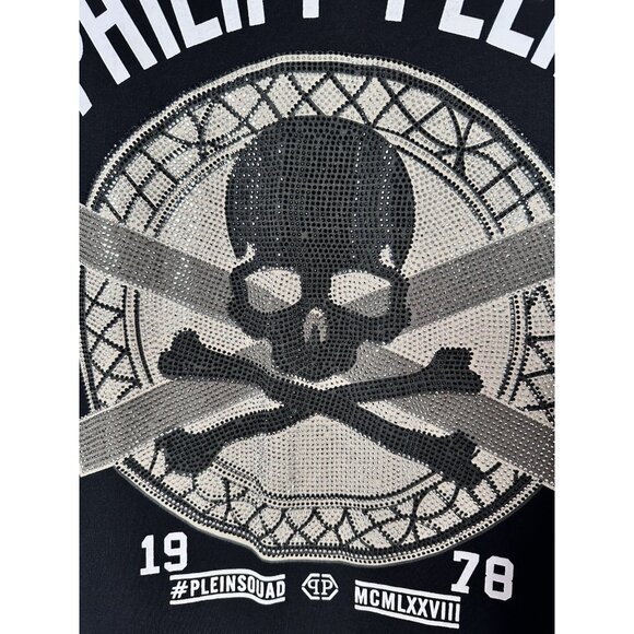 Philipp Plein Women's Embellished Rhinestone Sz M Black T-shirt Made in Italy - Picture 4 of 8